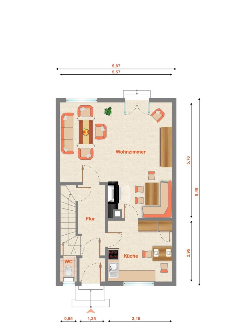 Immobilienangebot - Waiblingen - Alle - TOP-Infrastruktur und dennoch ruhig gelegen: Reihenmittelhaus mit Ausbaupotential!