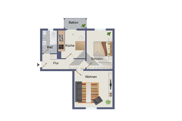 Immobilienangebot - Augsburg - Alle - Gut geschnittene 2 ZKB mit Balkon in zentraler Lage mit Wohlfühlcharakter