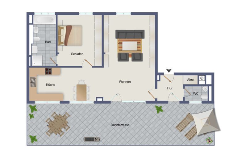 Immobilienangebot - Fürstenfeldbruck - Alle - Sonne, Ruhe, Zuhause - Eine stilvolle Penthaus-Wohnung mit extragroßer Süd-Dachterrasse