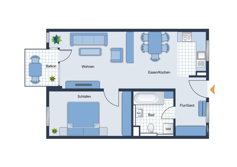 Immobilienangebot - Empfingen - Alle - Einziehen oder investieren – 2-Zimmer-Wohnung mit Balkon und Tiefgaragenstellplatz