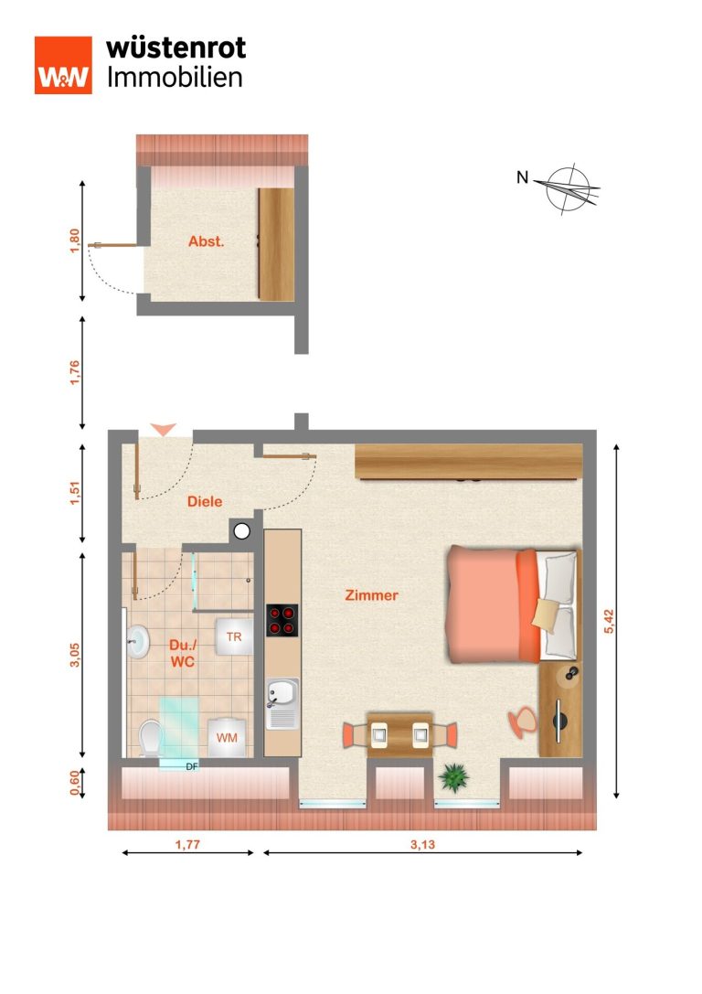 Immobilienangebot - Hersbruck - Alle - TOP renovierte 1-Zimmer-DG-Wohnung,
mit EBK, Aufzug und TG-Stellplatz in Citylage