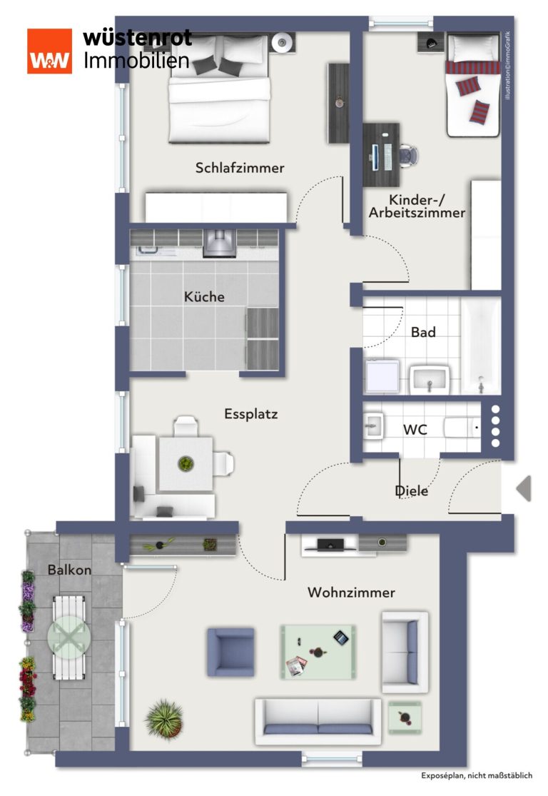 Immobilienangebot - Laupheim - Alle - Verwirklichen Sie hier Ihr neues Zuhause – 3,5 Zimmer-Wohnung mit Balkon und Garage
