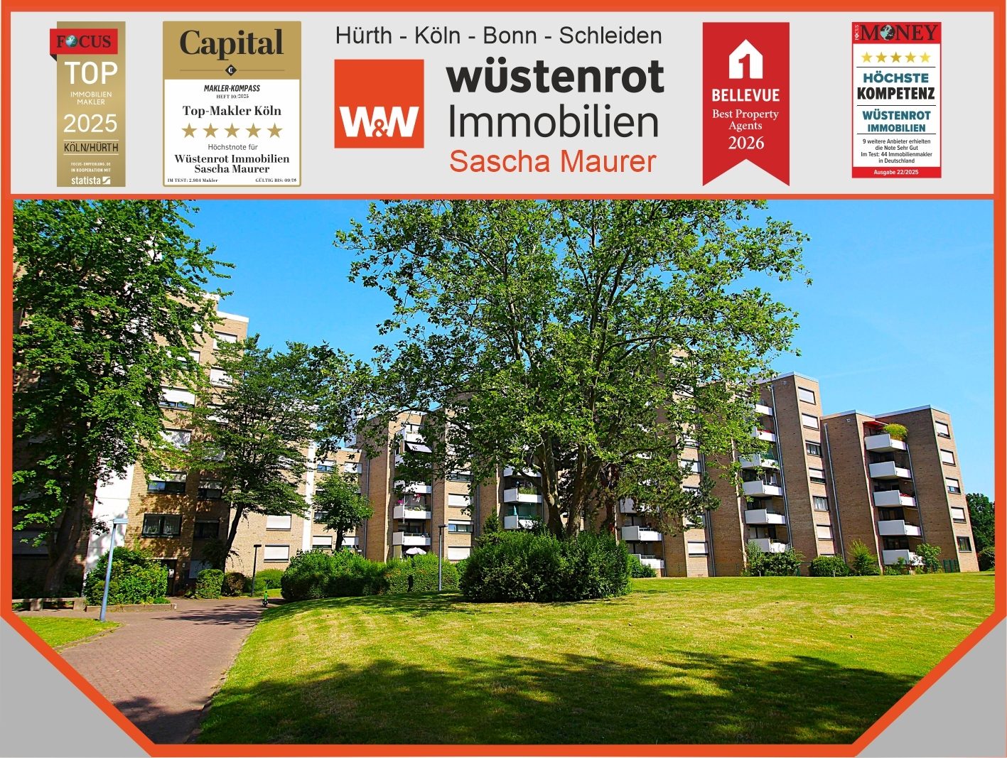 Immobilienangebot - Bonn / Tannenbusch - Alle - Sofort bezugsfrei! Gut geschnittenen! Barrierearm! 4 Zimmer-Wohnung mit Balkon und TG-Stellplatz