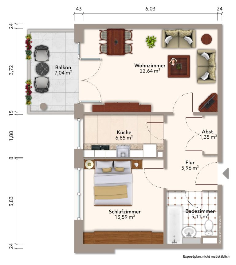 Immobilienangebot - Reinbek - Alle - Wunderschöne 2-Zimmer-Wohnung direkt am Park & nahe Bahnhof - top gepflegte Anlage mit BJ 2005