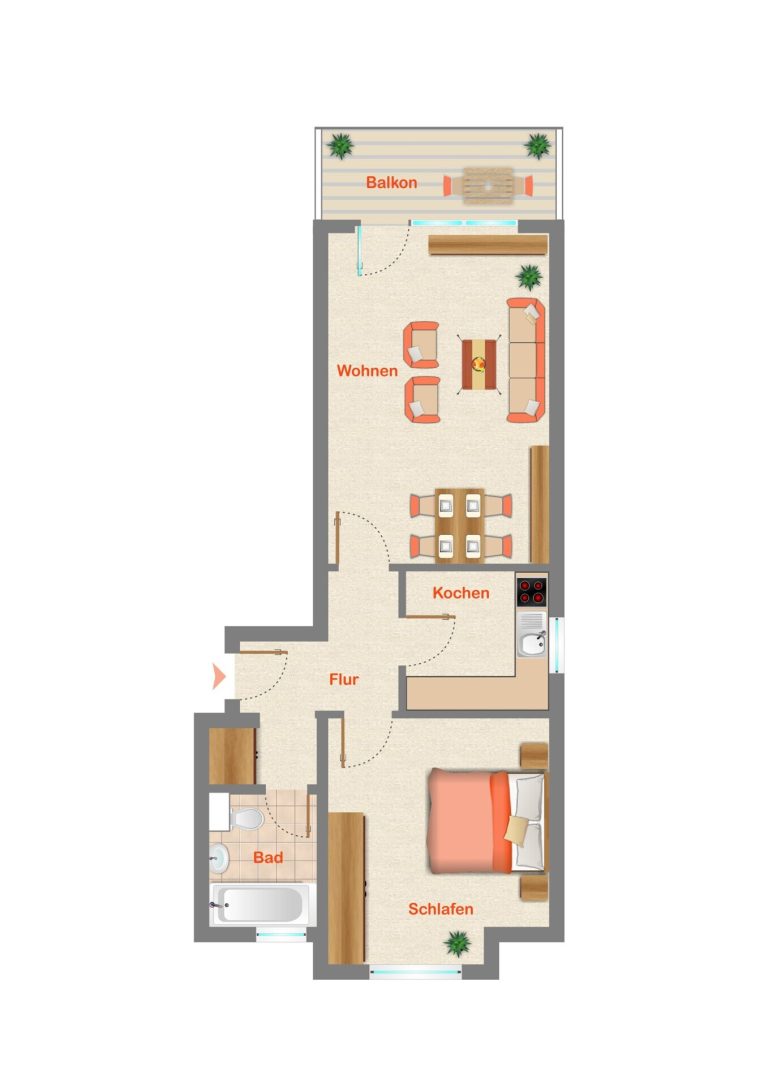 Immobilienangebot - Karlsruhe - Alle - Zentrale 2-Zimmer-Wohnung inklusive Tiefgaragenstellplatz