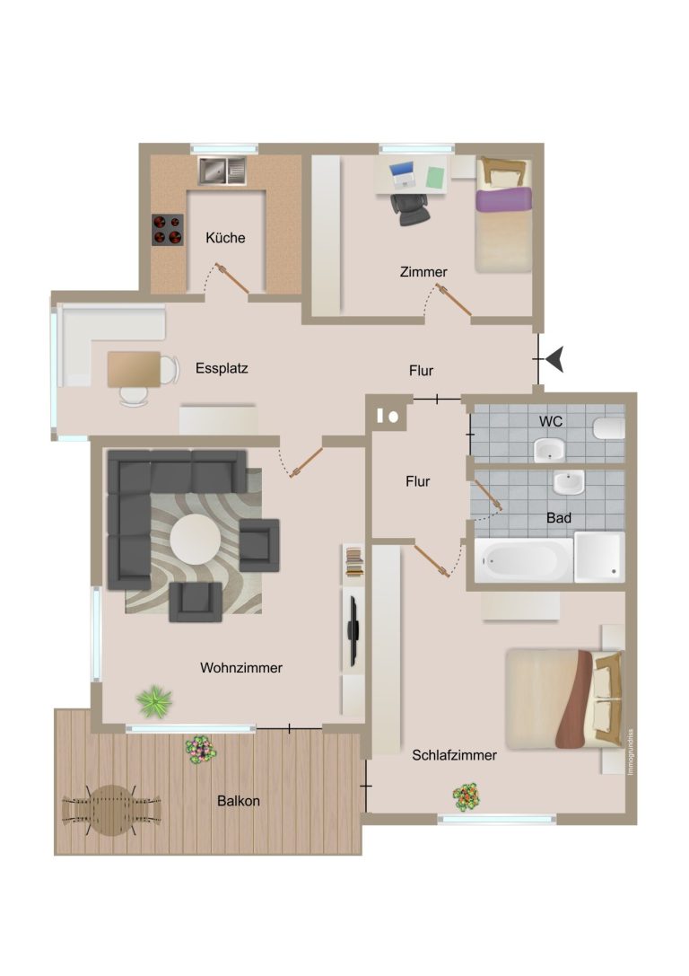 Immobilienangebot - Friolzheim - Alle - Sonnige und helle 3,5-Zimmer-Wohnung in Friolzheim mit Stellplatz und Garage