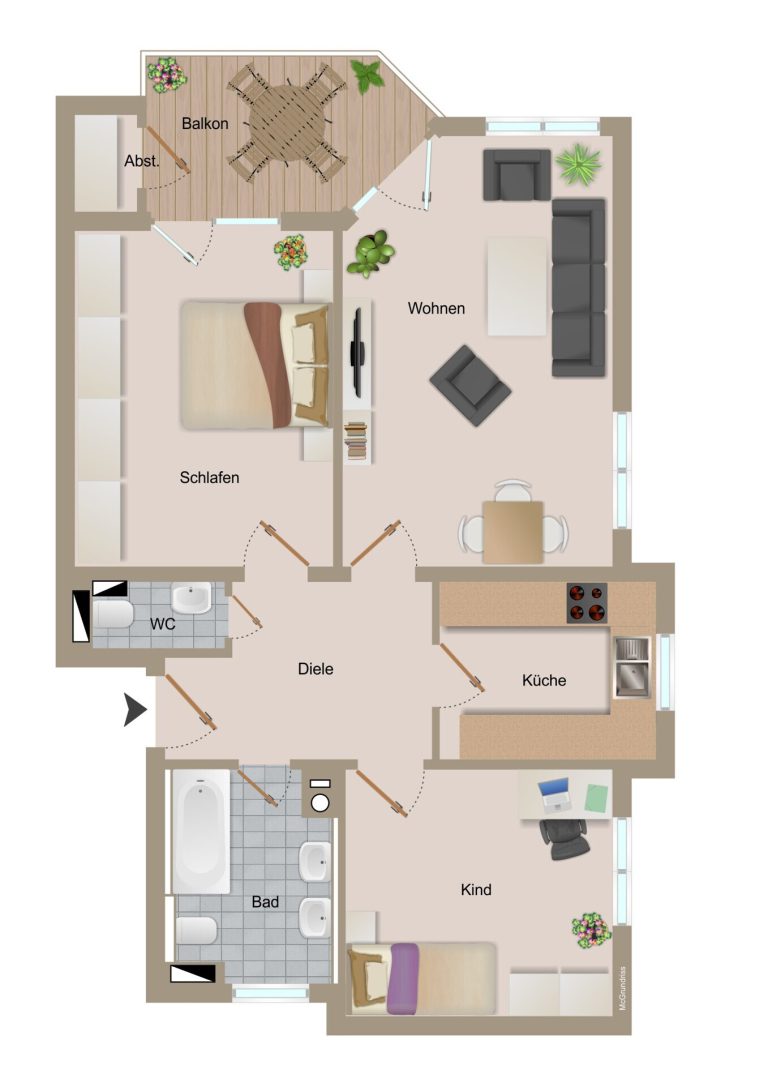 Immobilienangebot - Heimsheim - Alle - Moderne 3-Zimmer-Wohnung mit Balkon zum Wohlfühlen