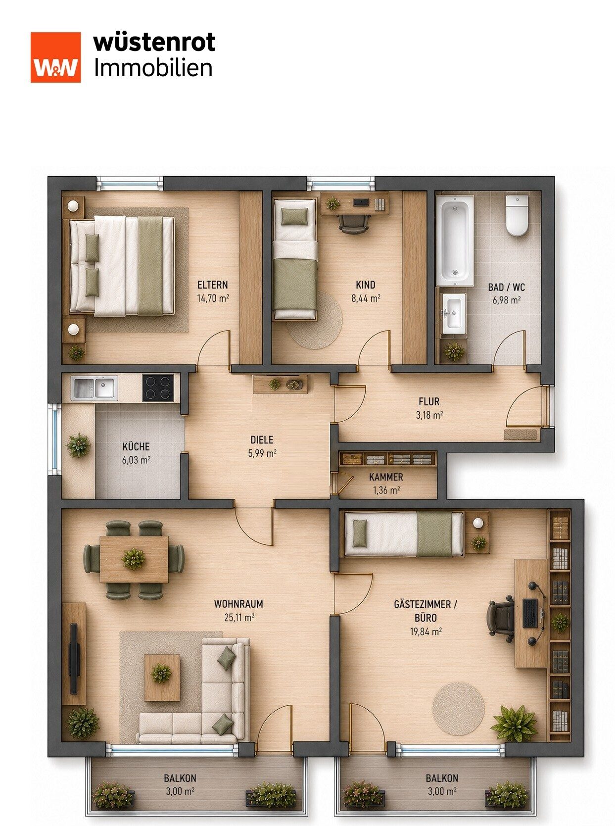 Immobilienangebot - Ismaning - Alle - Ismaning - gemütliche 4-Zimmer-Wohnung mit 2 Balkonen und großem Tiefgaragenstellplatz
