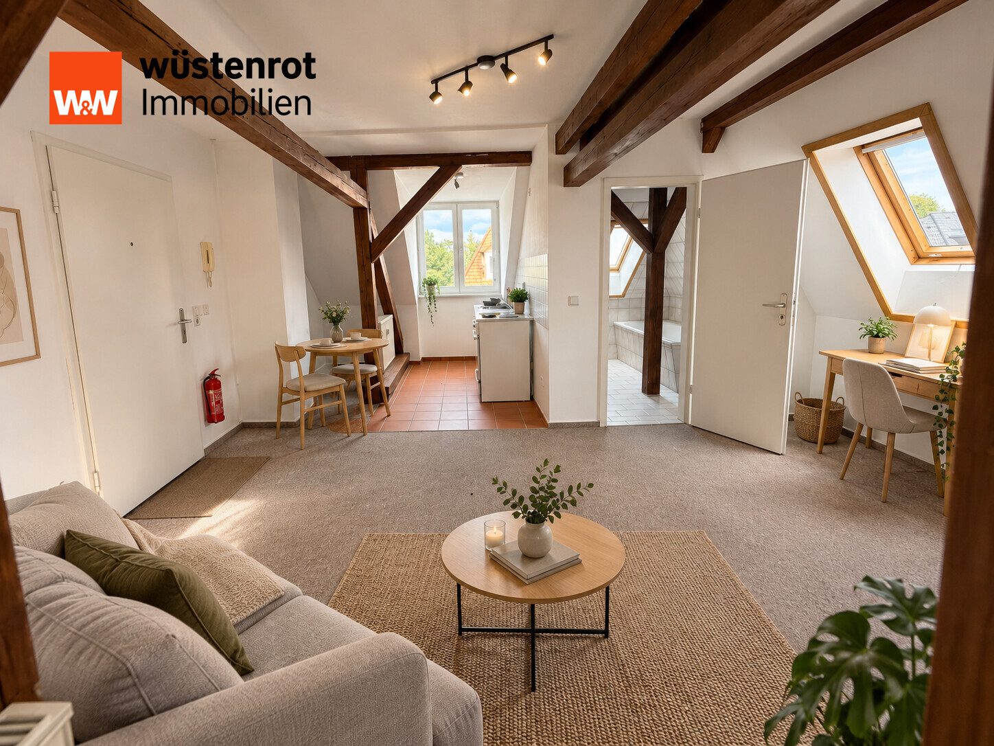 Immobilienangebot - Altes Lager - Alle - Kompakte 1-Zimmer-Dachgeschosswohnung mit Balkon in Altes Lager