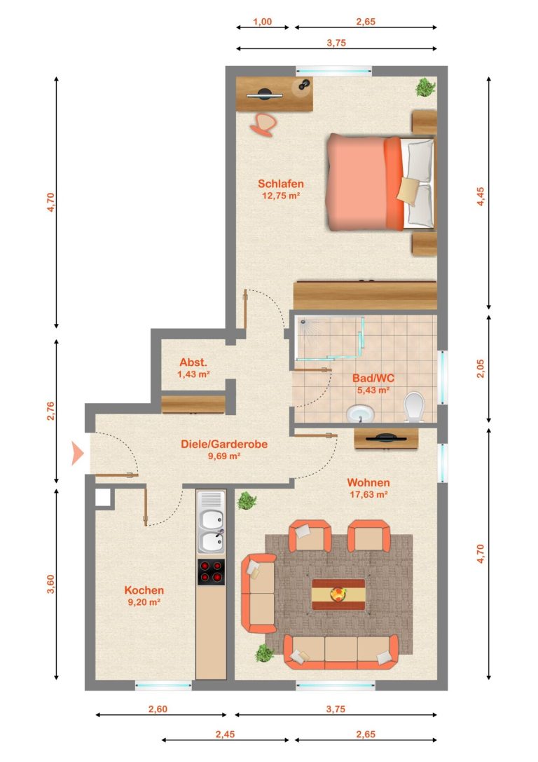 Immobilienangebot - Eggenstein-Leopoldshafen - Alle - Gepflegte 2-Zimmer-Erdgeschosswohnung mit Tageslichtbad und Stellplatz - Bezugsfrei