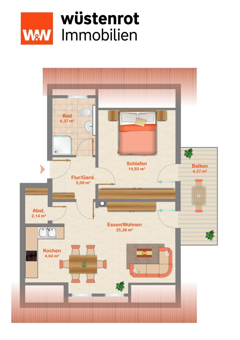 Immobilienangebot - Pfaffenhofen an der Ilm - Alle - Bezugsfrei! 2-Zi.-DG-Wohnung mit Balkon und ausgebautem Dachspitz