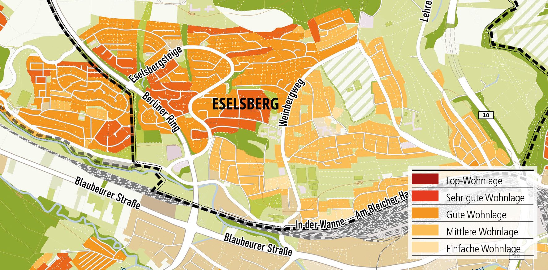 Wohnlagenkarte-2025_Eselsberg_Tentschert Immobilien Ulm