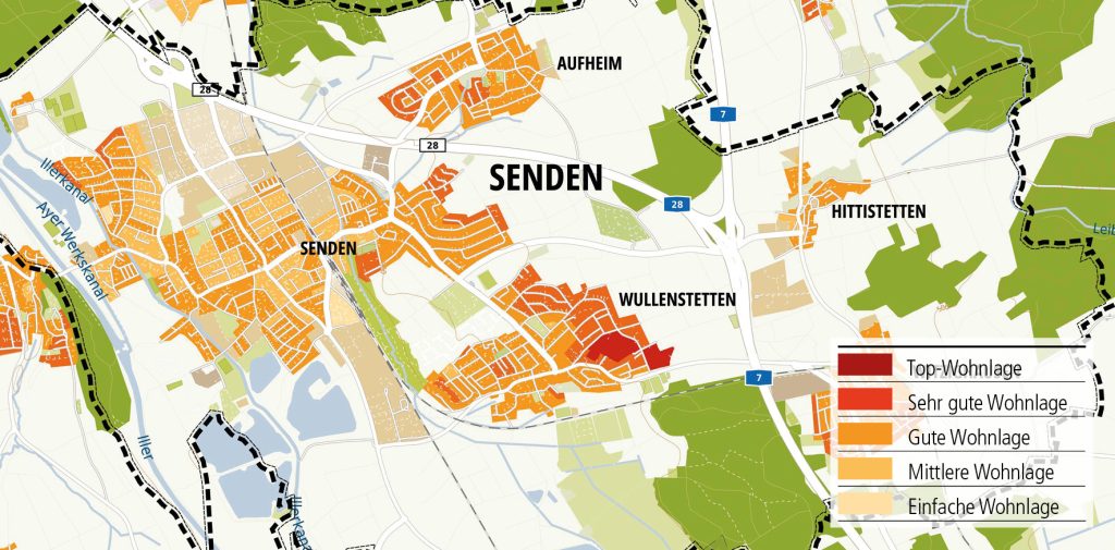 Wohnlagenkarte-2025_Senden_Tentschert Immobilien Ulm