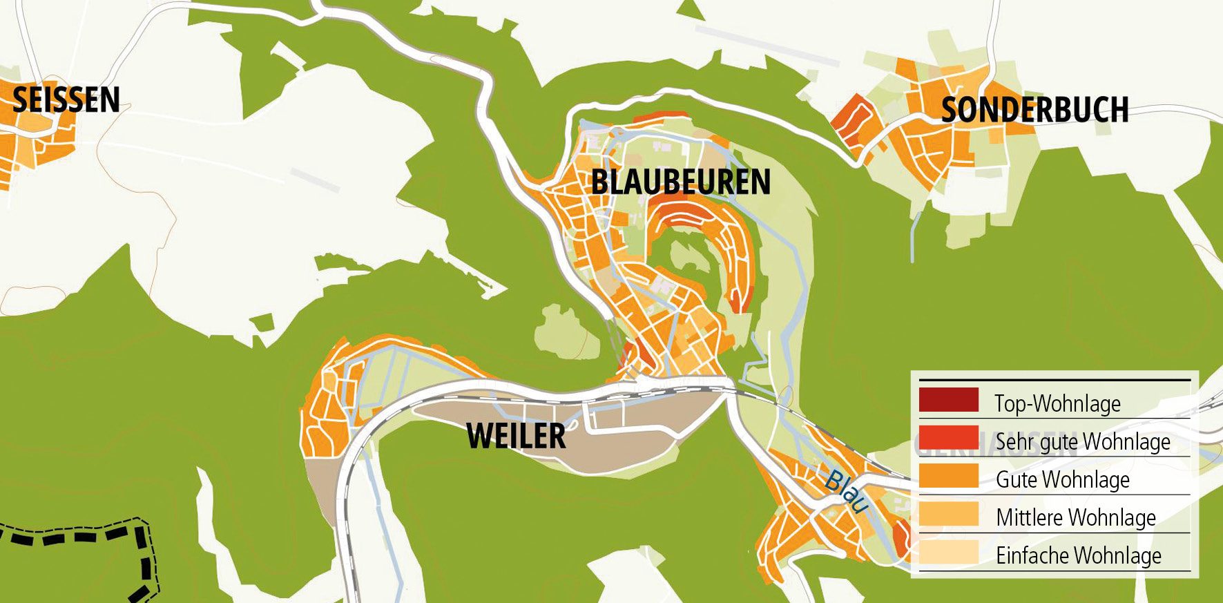 Wohnlagenkarte-2025_Blaubeuren_Tentschert Immobilien Ulm