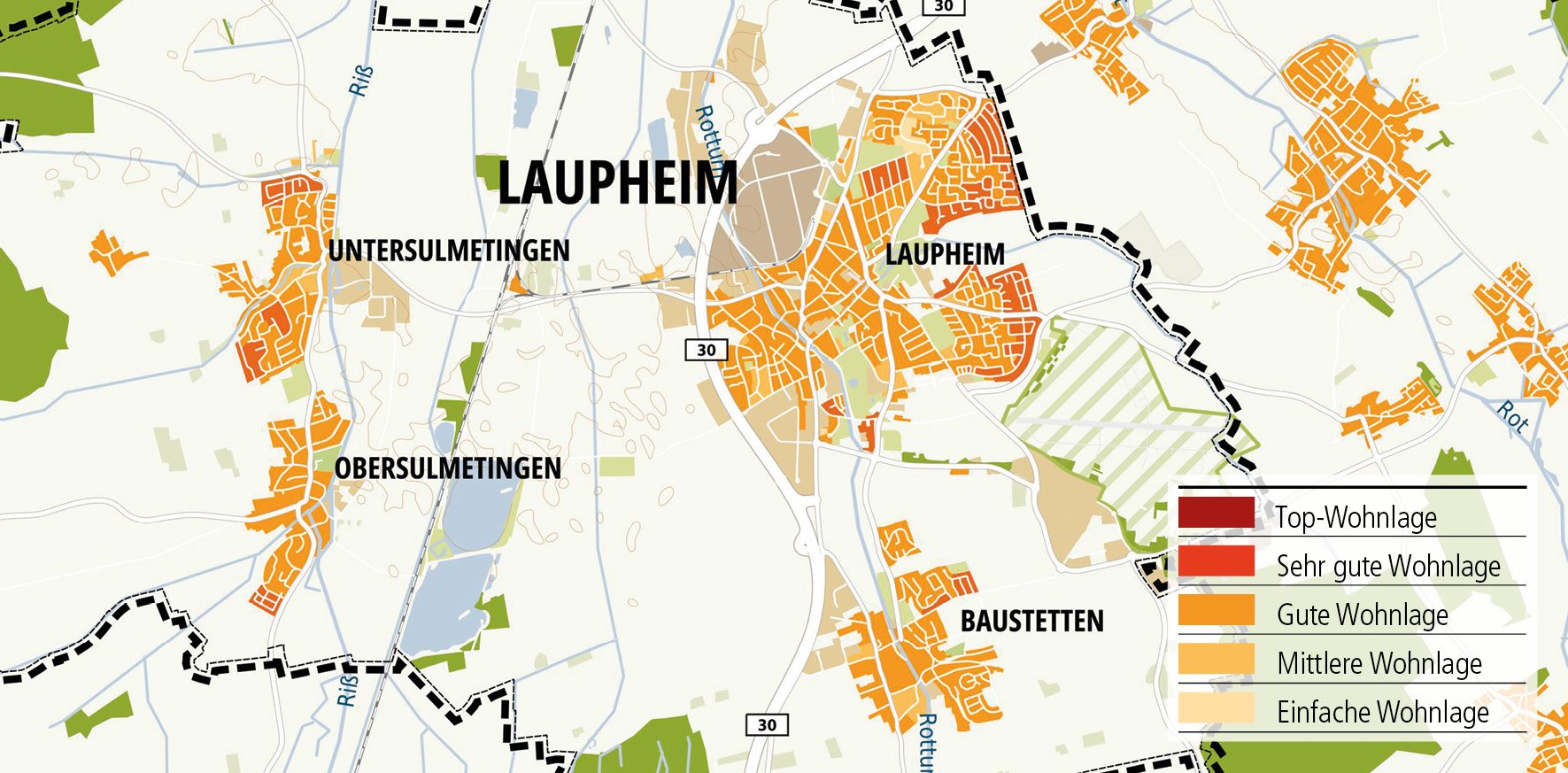 Wohnlagenkarte-2025_Laupheim_Tentschert Immobilien Ulm