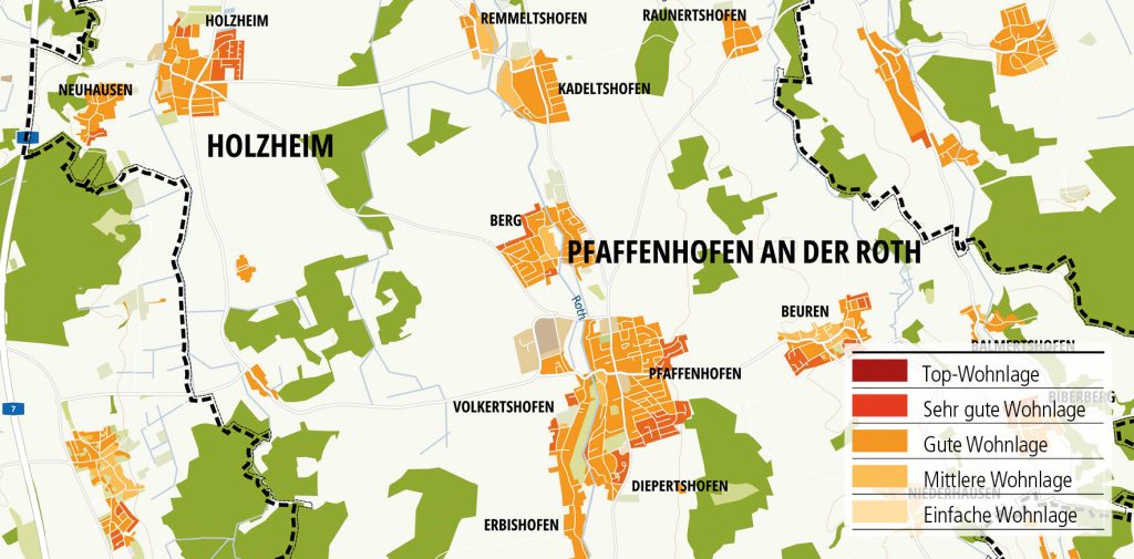 Wohnlagenkarte-2025_Pfaffenhofen-Tentschert Immobilien Ulm