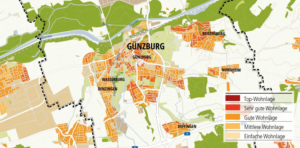 Wohnlagenkarte-2025_Guenzburg-Tentschert Immobilien Ulm