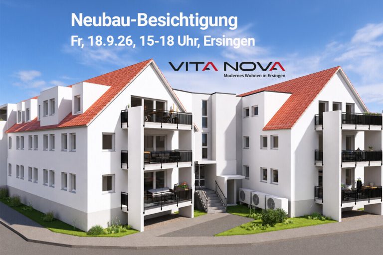 Immobilienangebot - Erbach-Ersingen - Alle - Neubau-Wohnung mit 3,5-Zimmern -
Mit Balkon und überdachtem Stellplatz