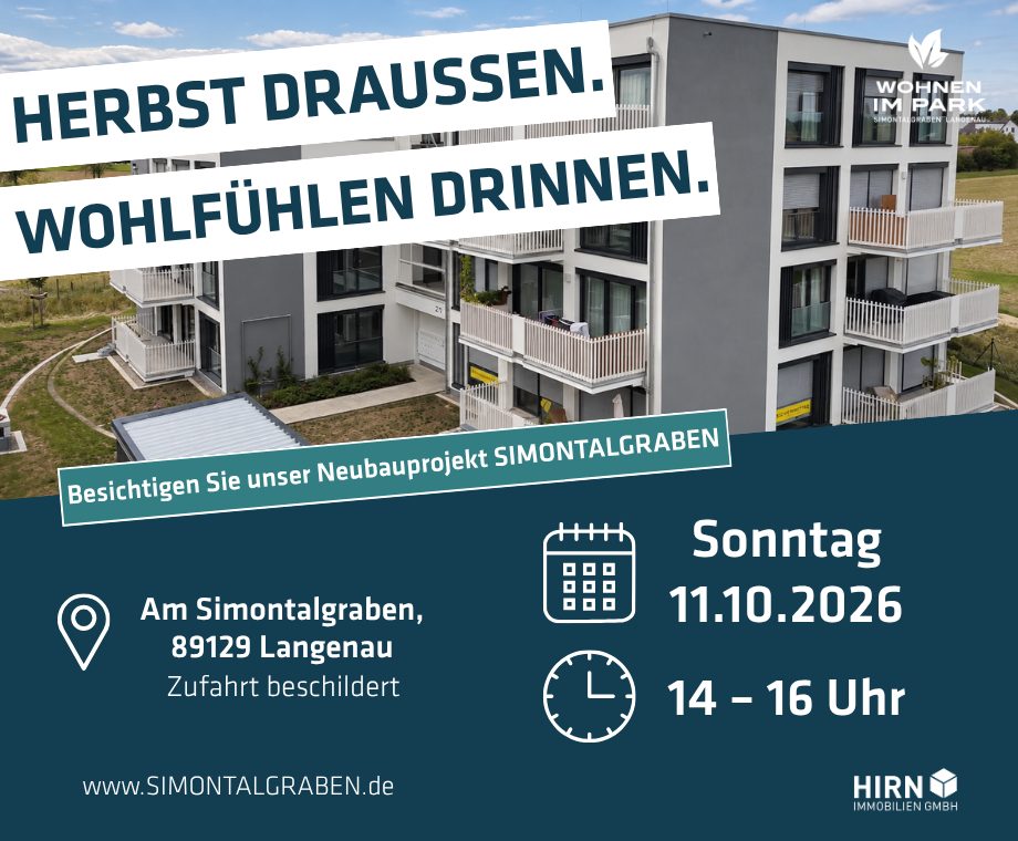 Hirn Immobilien GmbH - Immobilienangebot - Langenau - Wohnungen - 3,5-ZIMMER ETW MIT GARTENANTEIL - "WOHNEN IM PARK" IN LANGENAU - B05