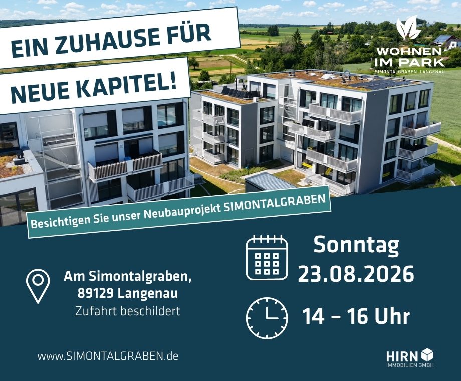 Hirn Immobilien GmbH - Immobilienangebot - Langenau - Wohnungen - 3-ZIMMER ETW IM 2. OG MIT BALKON - "WOHNEN IM PARK" IN LANGENAU - D14