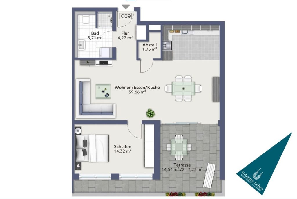 Hirn Immobilien GmbH - Immobilienangebot - Langenau - Alle - ATTRAKTIVE 2-ZIMMER WOHNUNG MIT SÜDAUSRICHTUNG IM 1. OG – URBANES LEBEN LANGENAU