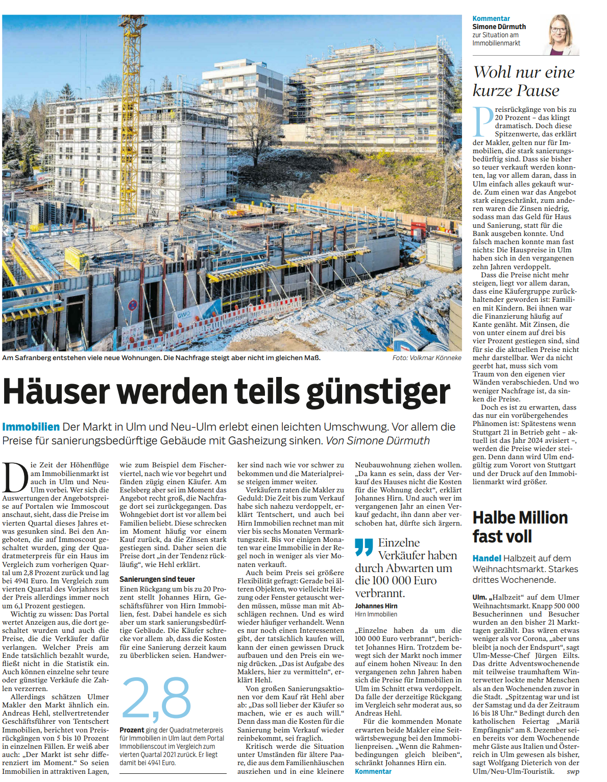 2022-12-10 SWP Artkel Johannes - Häuser werden teils günstiger