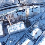 Luftansicht auf das Neubauprojekt Alte Schreinerei im Winter