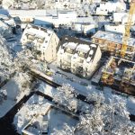 Luftansicht auf das Neubauprojekt Alte Schreinerei im Winter