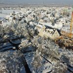 Luftansicht auf das Neubauprojekt Alte Schreinerei im Winter