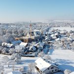 Luftansicht auf das Neubauprojekt Alte Schreinerei im Winter