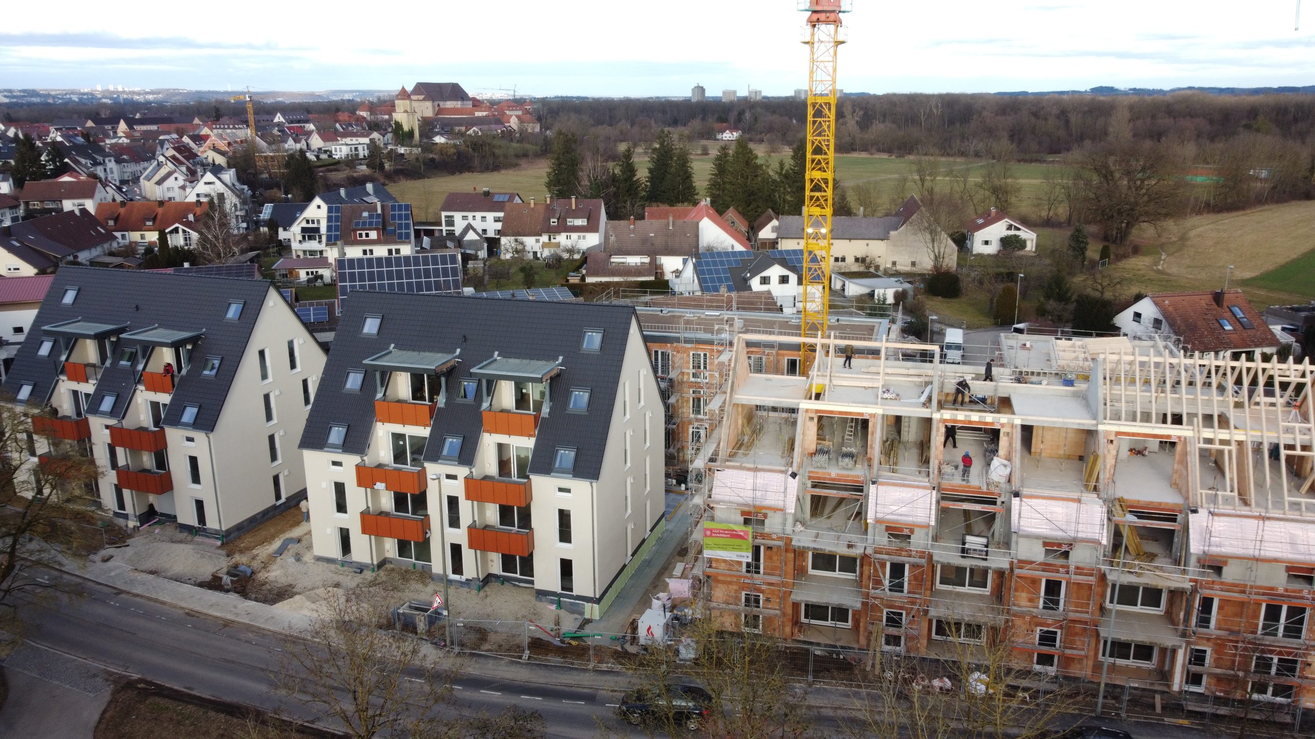 Luftansicht auf das Neubauprojekt Alte Schreinerei
