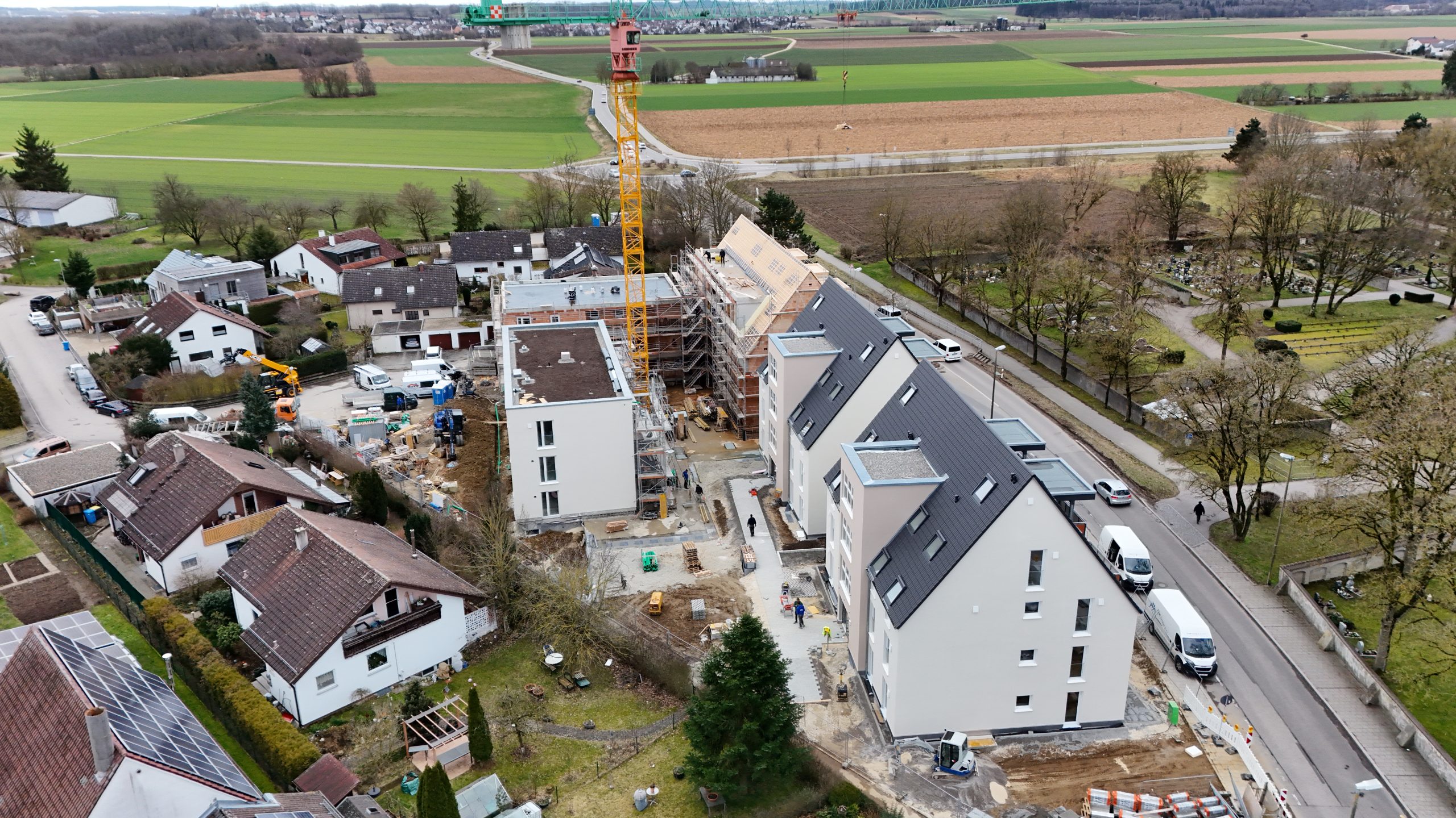 Luftansicht auf das Neubauprojekt Alte Schreinerei