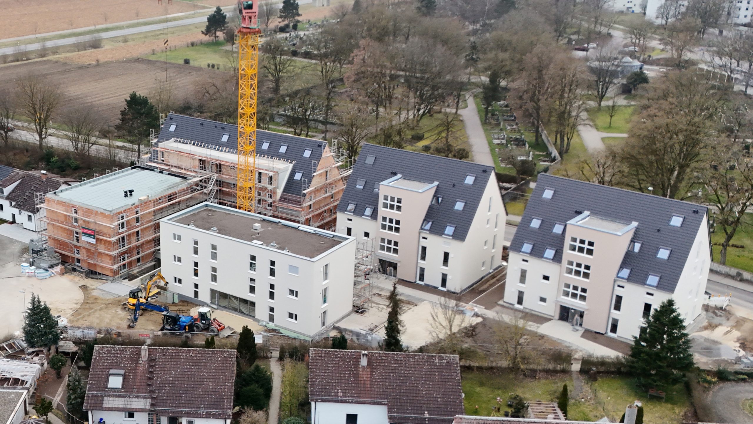 Luftansicht auf das Neubauprojekt Alte Schreinerei