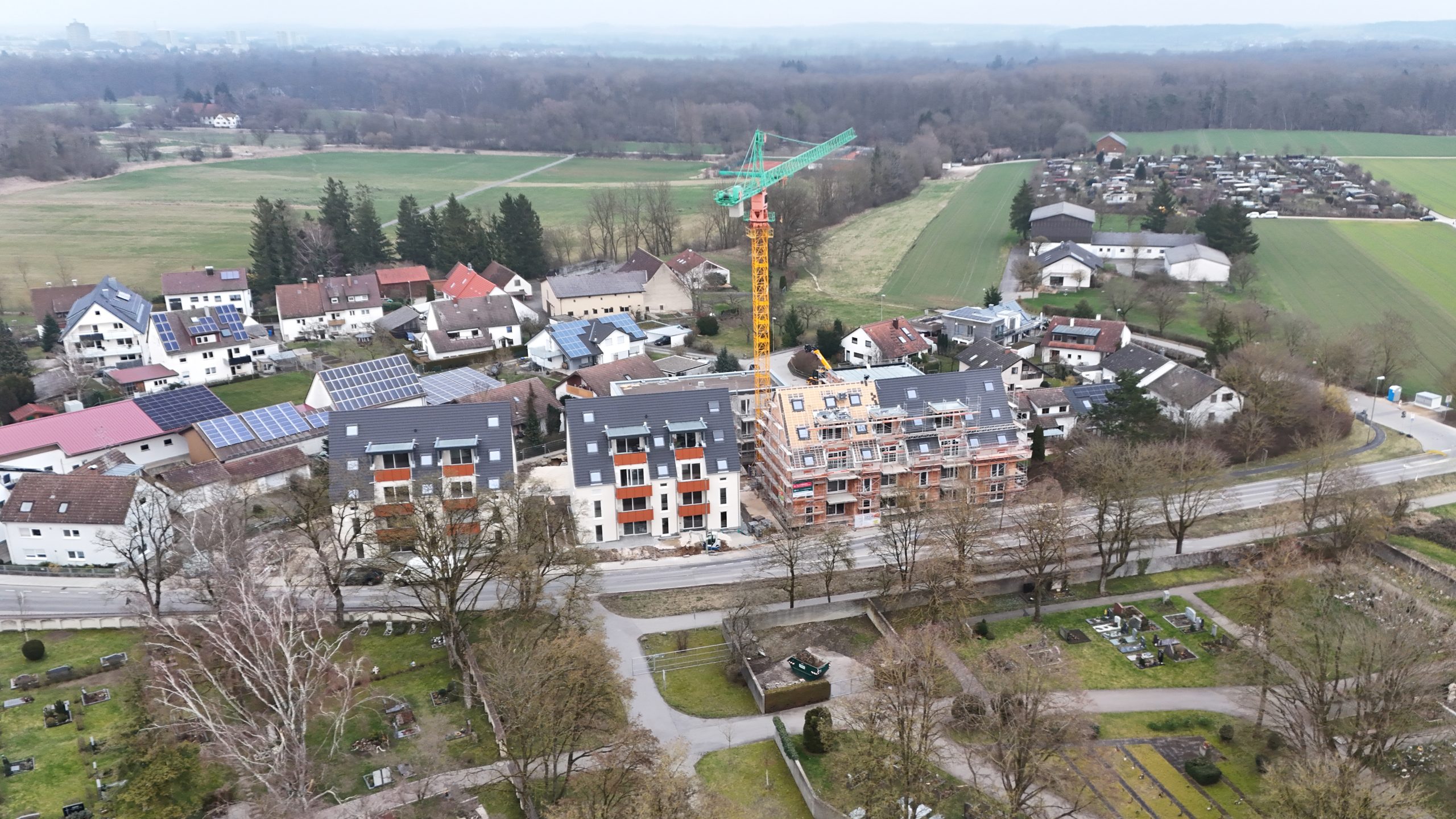 Luftansicht auf das Neubauprojekt Alte Schreinerei