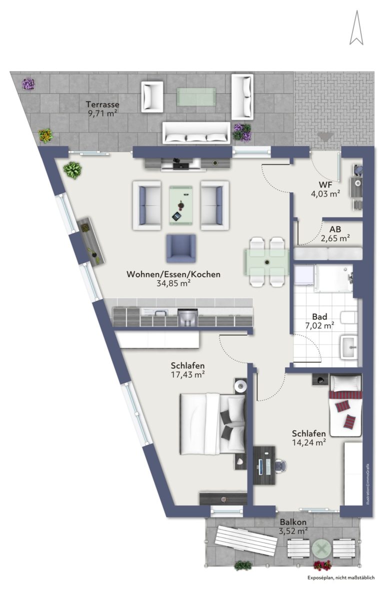 Hirn Immobilien GmbH - Immobilienangebot - Blaustein - Wohnungen - KFW 40 NH | 3-ZIMMER ETW IM EG MIT TERRASSE| GREENSIDE BLAUSTEIN