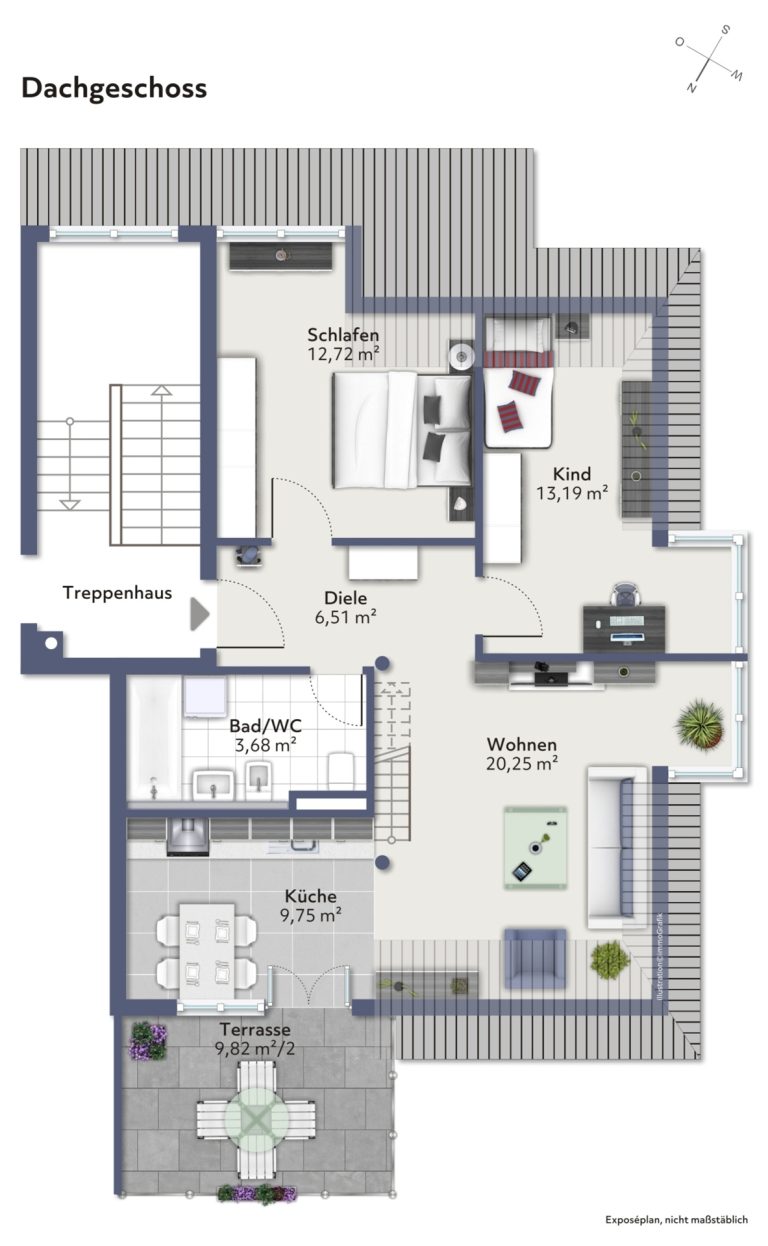 Hirn Immobilien GmbH - Immobilienangebot - Vöhringen - Wohnungen - Jetzt sichern: 
Helle 3-Zimmer-Dachgeschoss-Wohnung in Vöhringen mit besonderem Wohngefühl