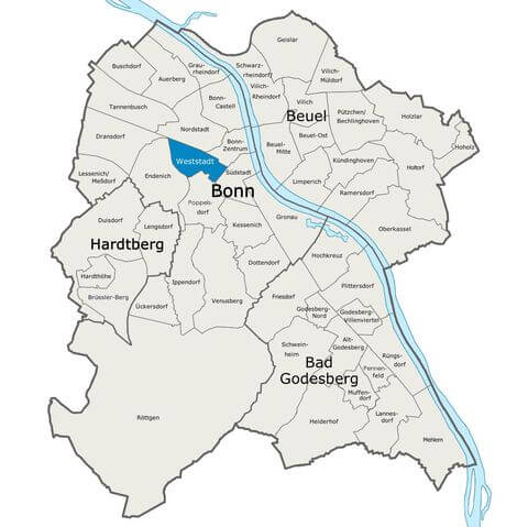 Karte Bonn Weststadt