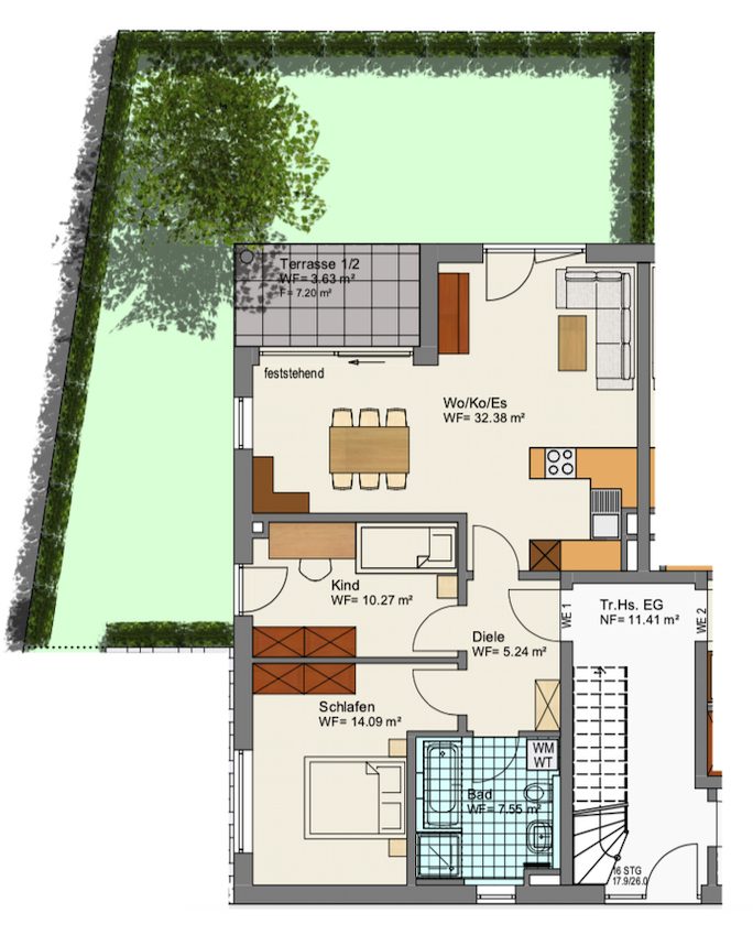 Immobilienangebot - Teublitz / Katzdorf - Alle - WE1 | Traumhafte 3-Zimmer-Erdgeschosswohnung mit Terrasse und privatem Gartenanteil.