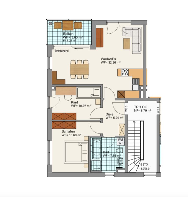 Immobilienangebot - Teublitz / Katzdorf - Alle - WE3 | Helle 3-Zimmer-Wohnung mit Balkon in Teublitz. Neubau.