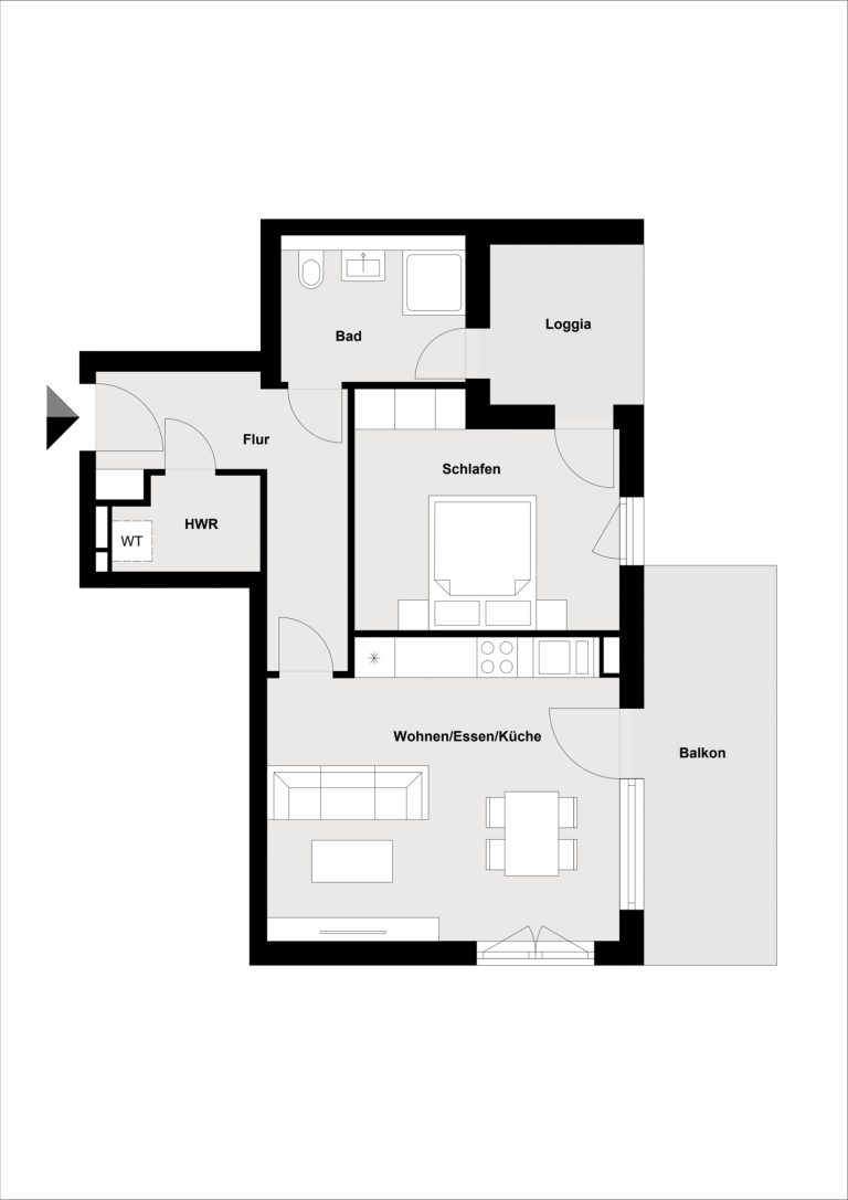 Immobilienangebot - Regensburg - Alle - WE1.1 | Neubau: 2-Zimmer-Wohnung mit EBK, Balkon und Loggia im Palais Candis. Frei ab 01.07.