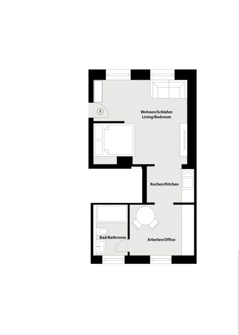 Immobilienangebot - Regensburg - Alle - WE1 | Luxus-möblierte 1,5-Zimmer-Wohnung in der Altstadt. - Ab 1 Monat zu mieten. Vermietet.