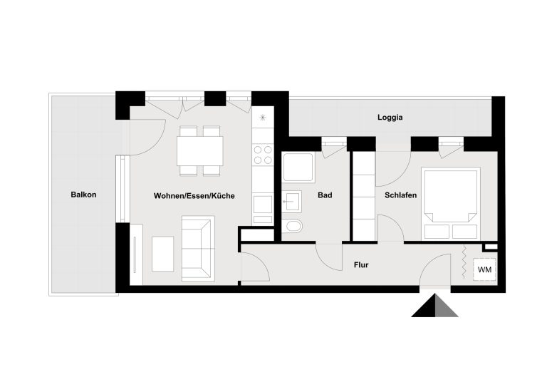 Immobilienangebot - Regensburg - Alle - WE5.4 | Neuwertige 2-Zimmer-Wohnung mit EBK, Loggia und Balkon im Candis-Areal. Frei ab 01.08.
