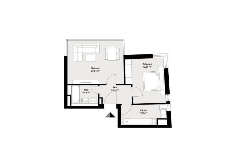 Immobilienangebot - Regensburg - Alle - Helle 2-Zimmer-Wohnung mit neuer EBK und TG-Stellplatz direkt am Rennplatz. Frei ab 15.09.
