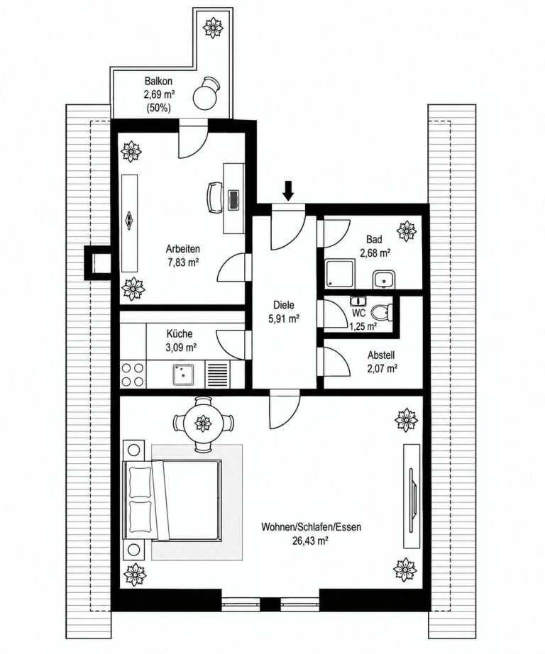 Immobilienangebot - Regensburg - Alle - Lederer19 | Sanierte 1,5-Zimmer-Wohnung mit Balkon in ruhiger Altstadt-Lage. Frei! Erhöhte AvA!