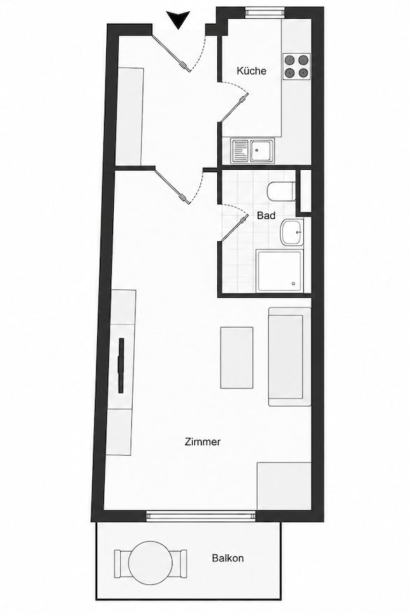 Immobilienangebot - Regensburg - Alle - Möblierte 2,5-Zimmer-Galeriewohnung mit EBK und Süd-Balkon direkt am Rennplatz. Frei.