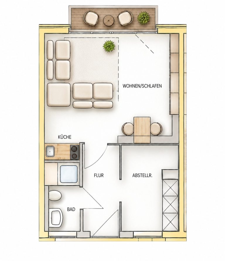Immobilienangebot - Oldenburg - Wohnen - Attraktive Erdgeschosswohnung mit 1,5 Zimmern und Stellplatz in Kreyenbrück