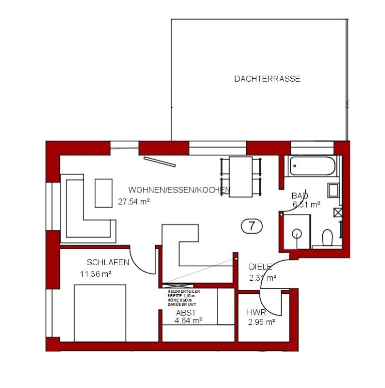 Immobilienangebot - Oldenburg - Wohnen - Moderne 2-Zimmer-Wohnung mit großzügiger Dachterrasse im ruhigen Hintergrundstück in Osternburg