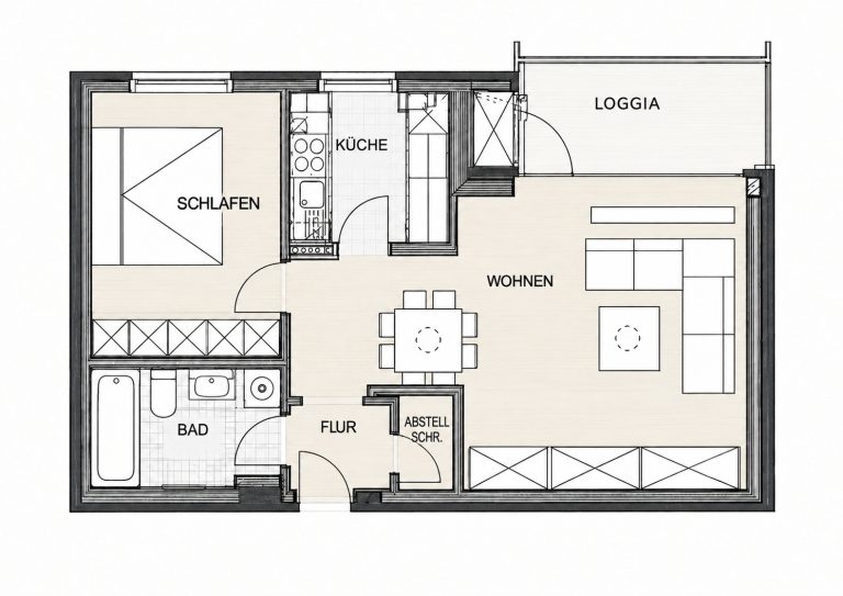 Immobilienangebot - Oldenburg - Wohnen - Gemütliche Dachgeschosswohnung mit Loggia, Einbauküche und Stellplatz in Donnerschwee