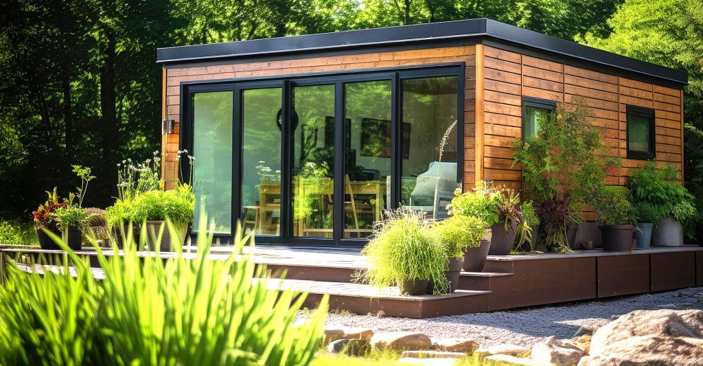 Hier sehen Sie ein wunderschönes Tiny House in Gelsenkirchen an der Marina Graf-Bismarck