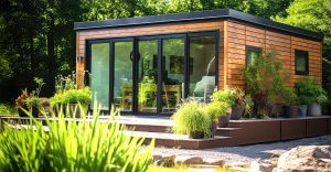 Hier sehen Sie ein wunderschönes Tiny House in Gelsenkirchen an der Marina Graf-Bismarck